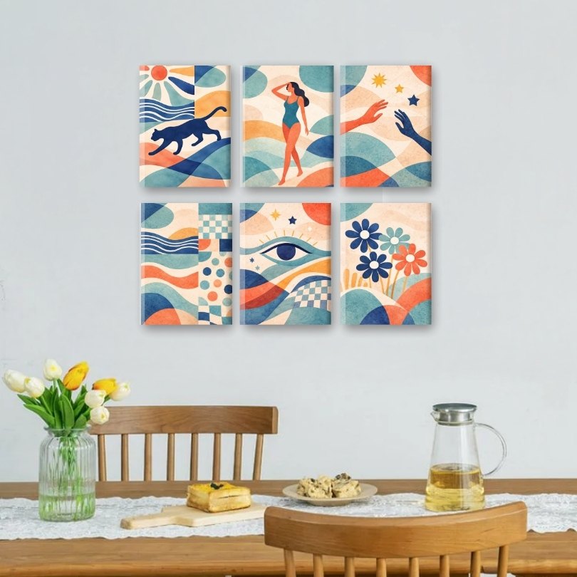 6 Mini Paintings - Abstract Harmony Set