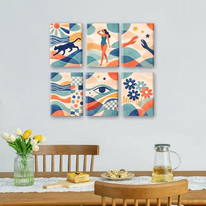 6 Mini Paintings - Abstract Harmony Set