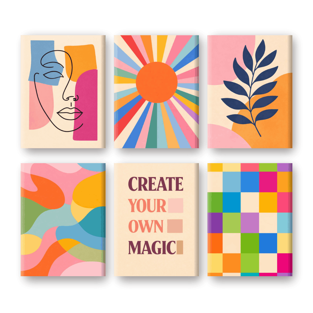 6 Mini Paintings - Abstract Harmony Set