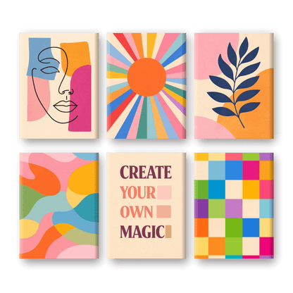 6 Mini Paintings - Abstract Harmony Set
