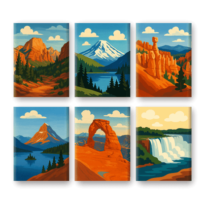 6 Mini Paintings - American National Parks Set