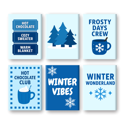 6 Mini Paintings | Blue Christmas Set