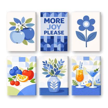 6 Mini Paintings - Blue Moments Set