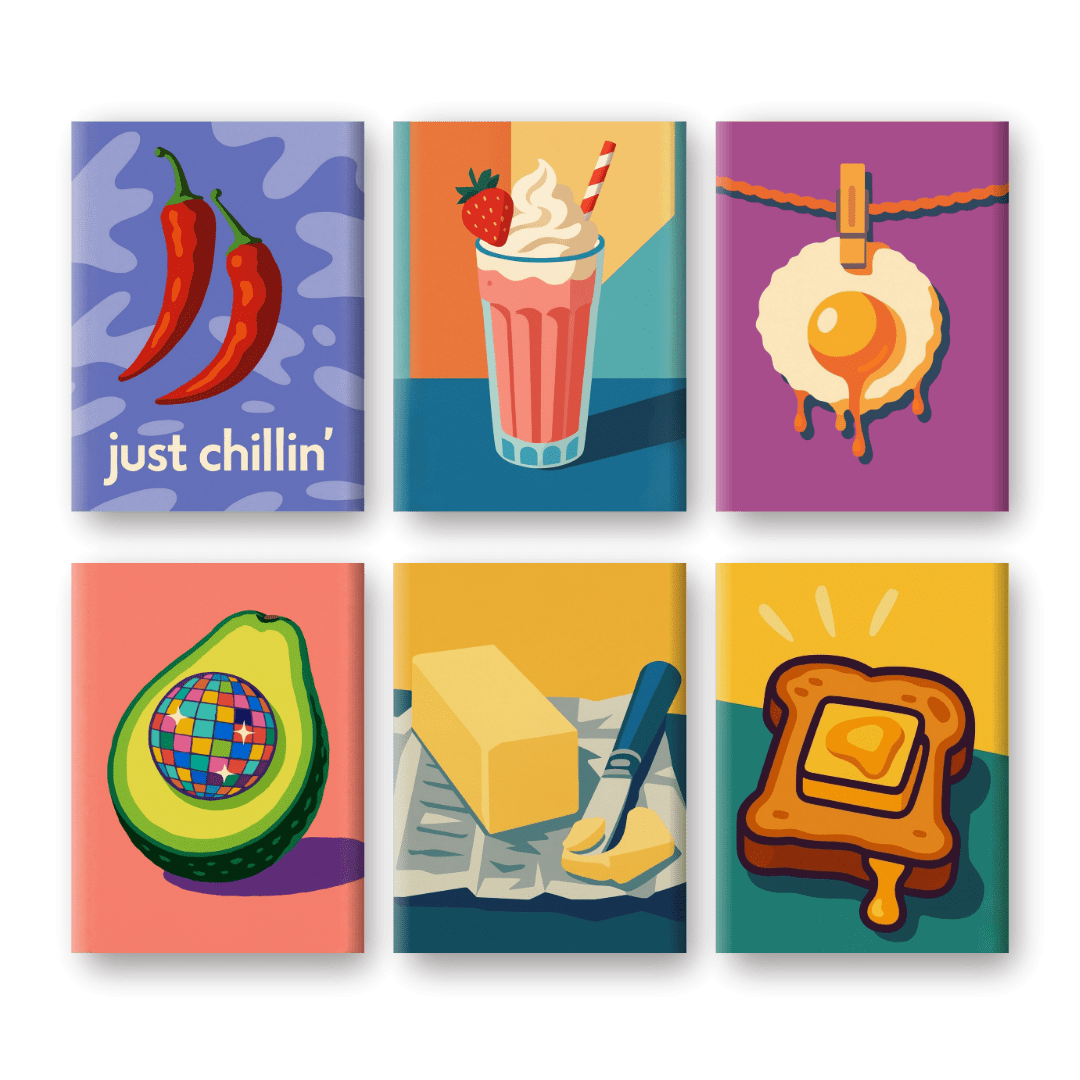 6 Mini Paintings - Breakfast Toast Set