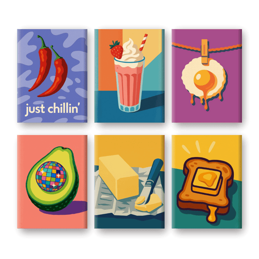 6 Mini Paintings - Breakfast Toast Set
