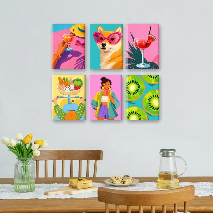 6 Mini Paintings - Bright Summer Set