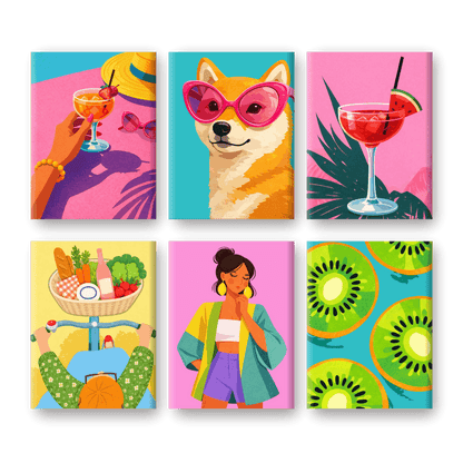 6 Mini Paintings - Bright Summer Set