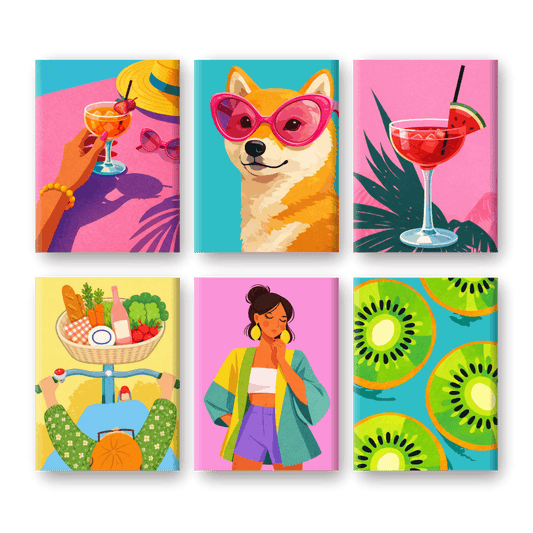 6 Mini Paintings - Bright Summer Set