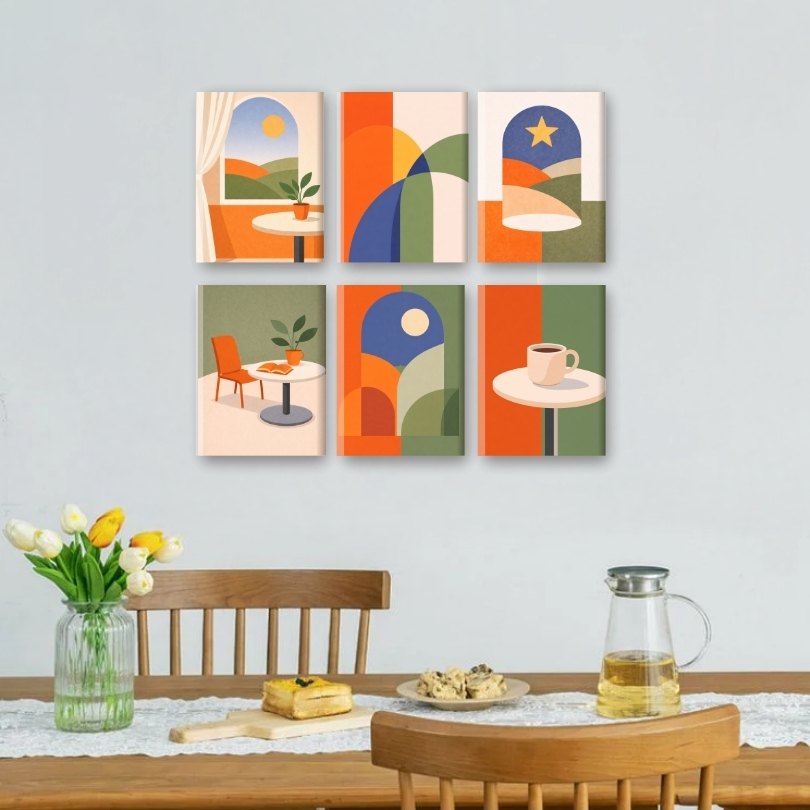 6 Mini Paintings - Calm Geometry Set