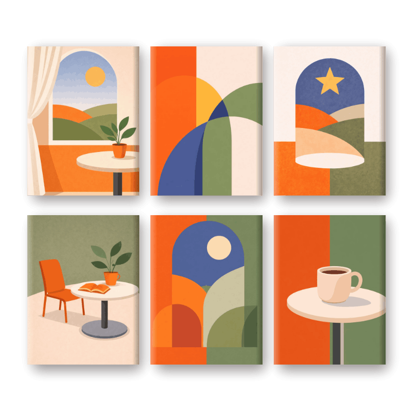 6 Mini Paintings - Calm Geometry Set