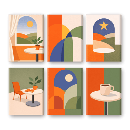 6 Mini Paintings - Calm Geometry Set