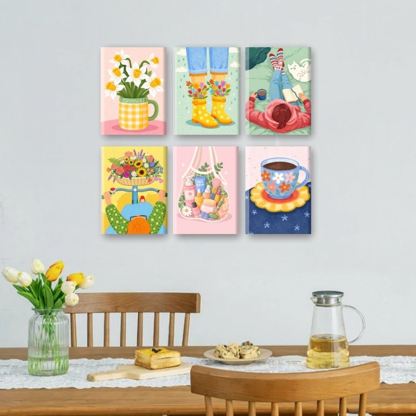 6 Mini Paintings - Calm & Cozy Set