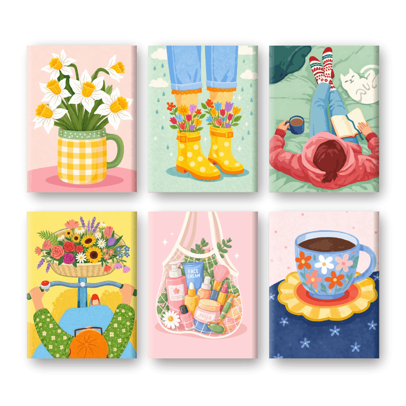 6 Mini Paintings - Calm & Cozy Set