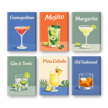 6 Mini Paintings - Cocktail Drinks Set