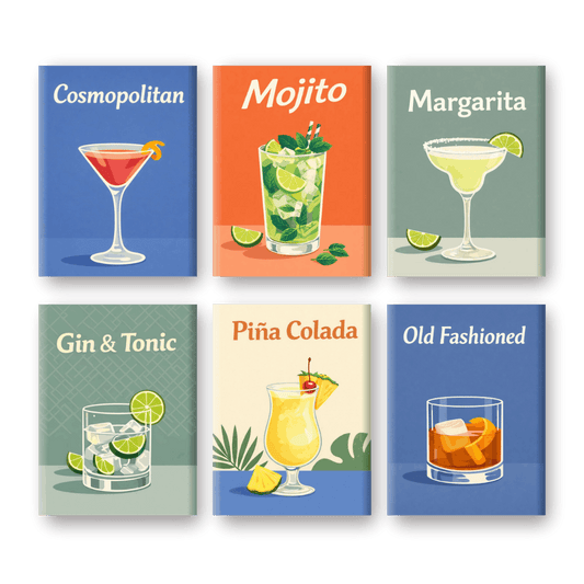 6 Mini Paintings - Cocktail Drinks Set