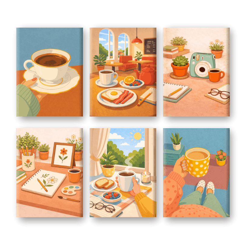 6 Mini Paintings - Coffee Rituals Set