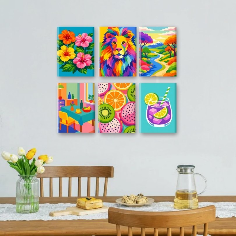 6 Mini Paintings - Color Explosion Set
