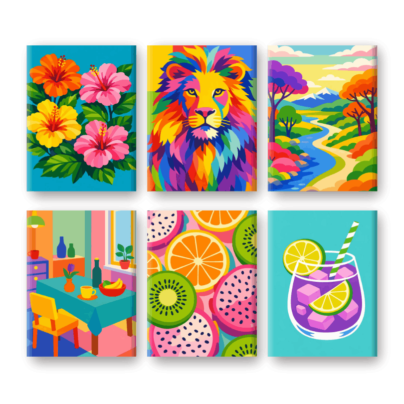 6 Mini Paintings - Color Explosion Set