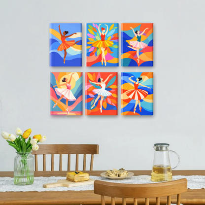 6 Mini Paintings - Colorful Ballerina Set