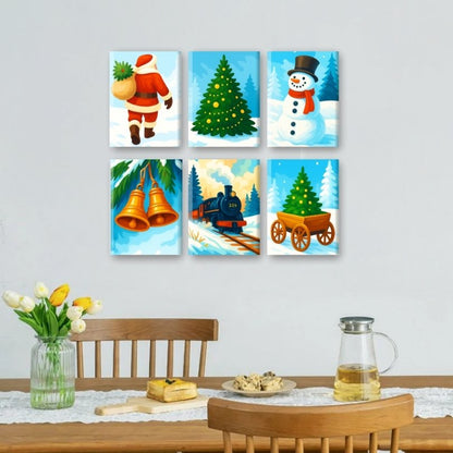 6 Mini Paintings | Colorful Christmas Set