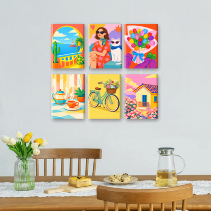 6 Mini Paintings - Colorful Days Set