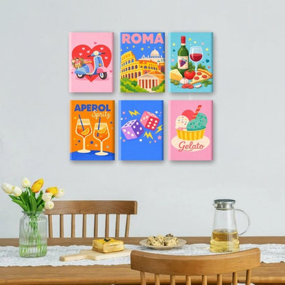 6 Mini Paintings - Colorful Italy Set