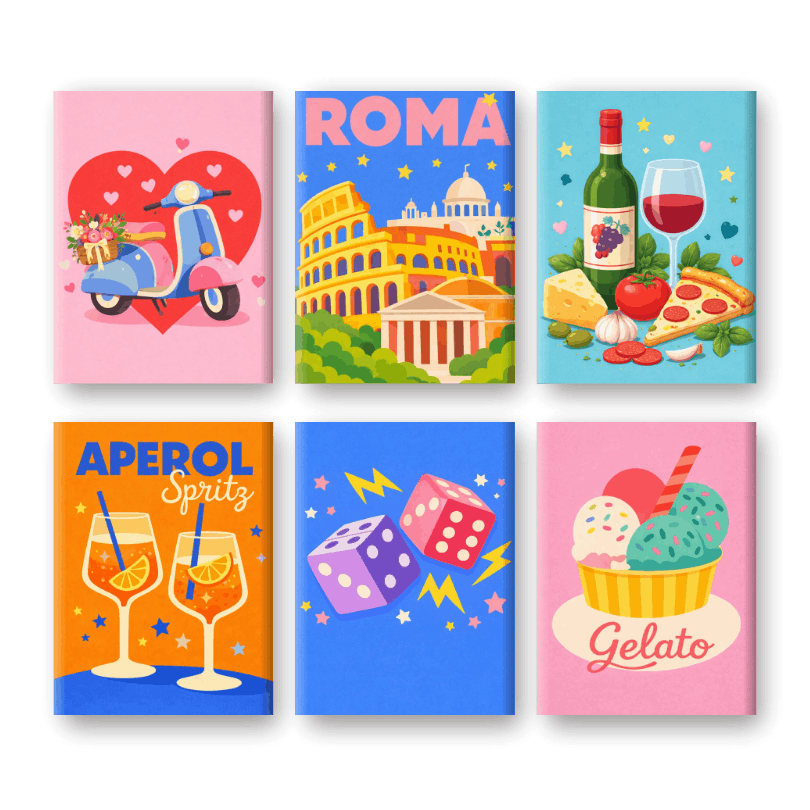 6 Mini Paintings - Colorful Italy Set