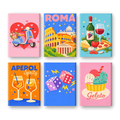 6 Mini Paintings - Colorful Italy Set