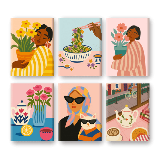 6 Mini Paintings | Colorful Lifestyle Set