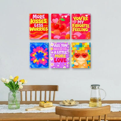 6 Mini Paintings - Colorful Love Set
