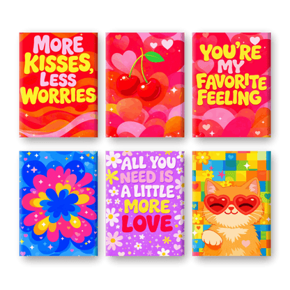 6 Mini Paintings - Colorful Love Set