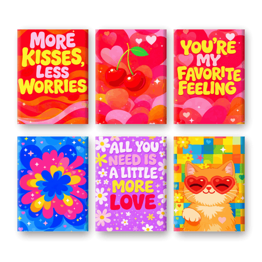6 Mini Paintings - Colorful Love Set