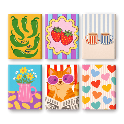 6 Mini Paintings -  Colorful Mood Set