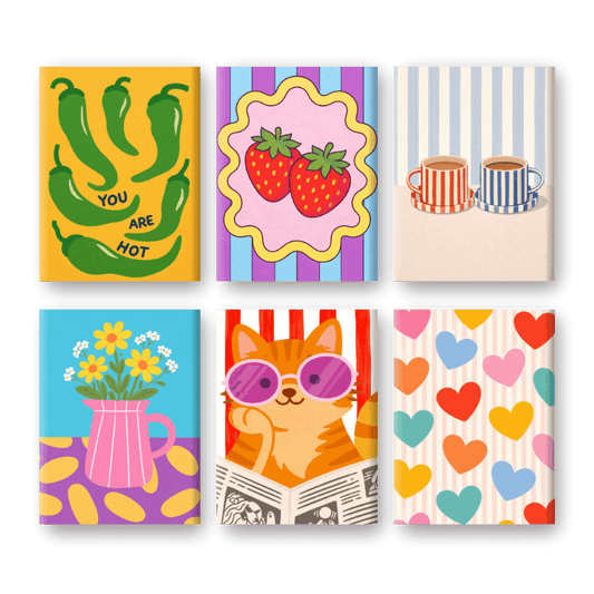 6 Mini Paintings -  Colorful Mood Set