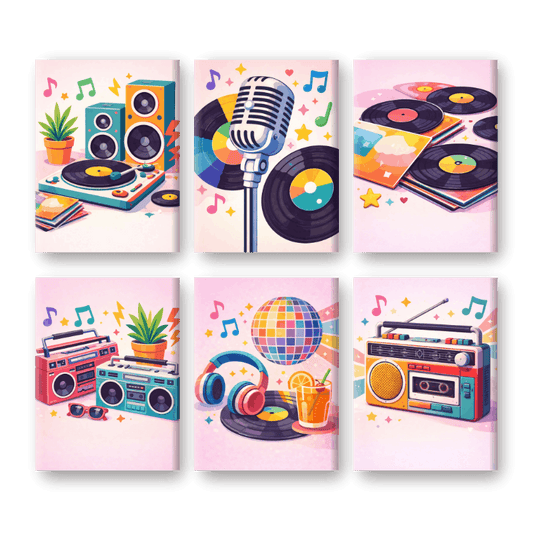 6 Mini Paintings - Colorful Music Set