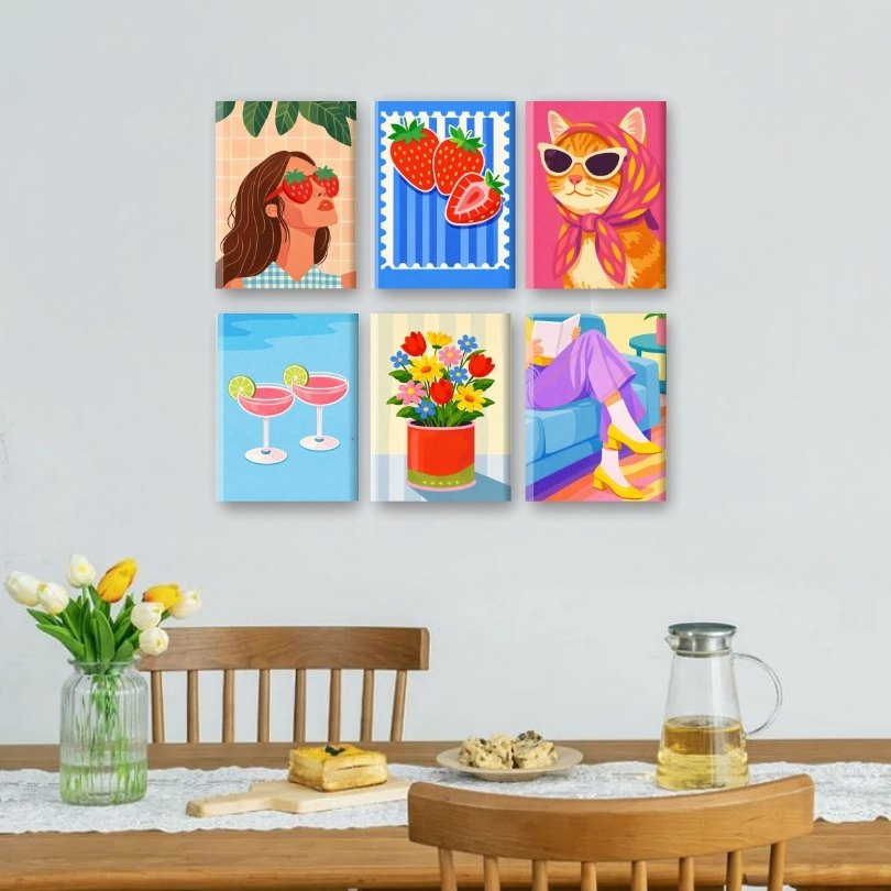 6 Mini Paintings - Colorfull Pop Set