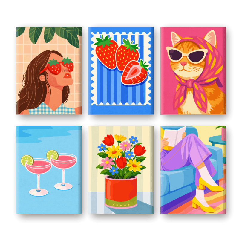 6 Mini Paintings - Colorfull Pop Set