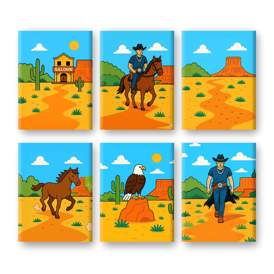 6 Mini Paintings - Cowboy Saloon Set