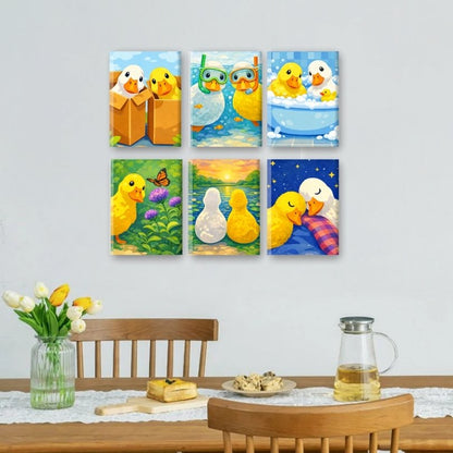 6 Mini Paintings - Cute Ducks Set