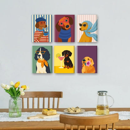 6 Mini Paintings - Fancy Dogs Set