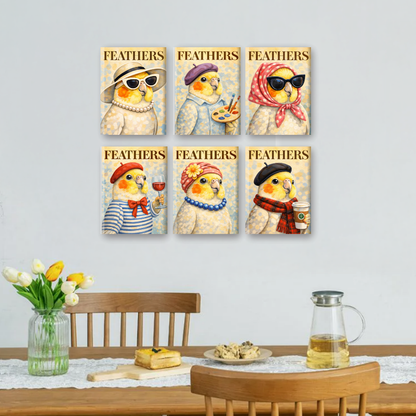 6 Mini Paintings - Feathers Set