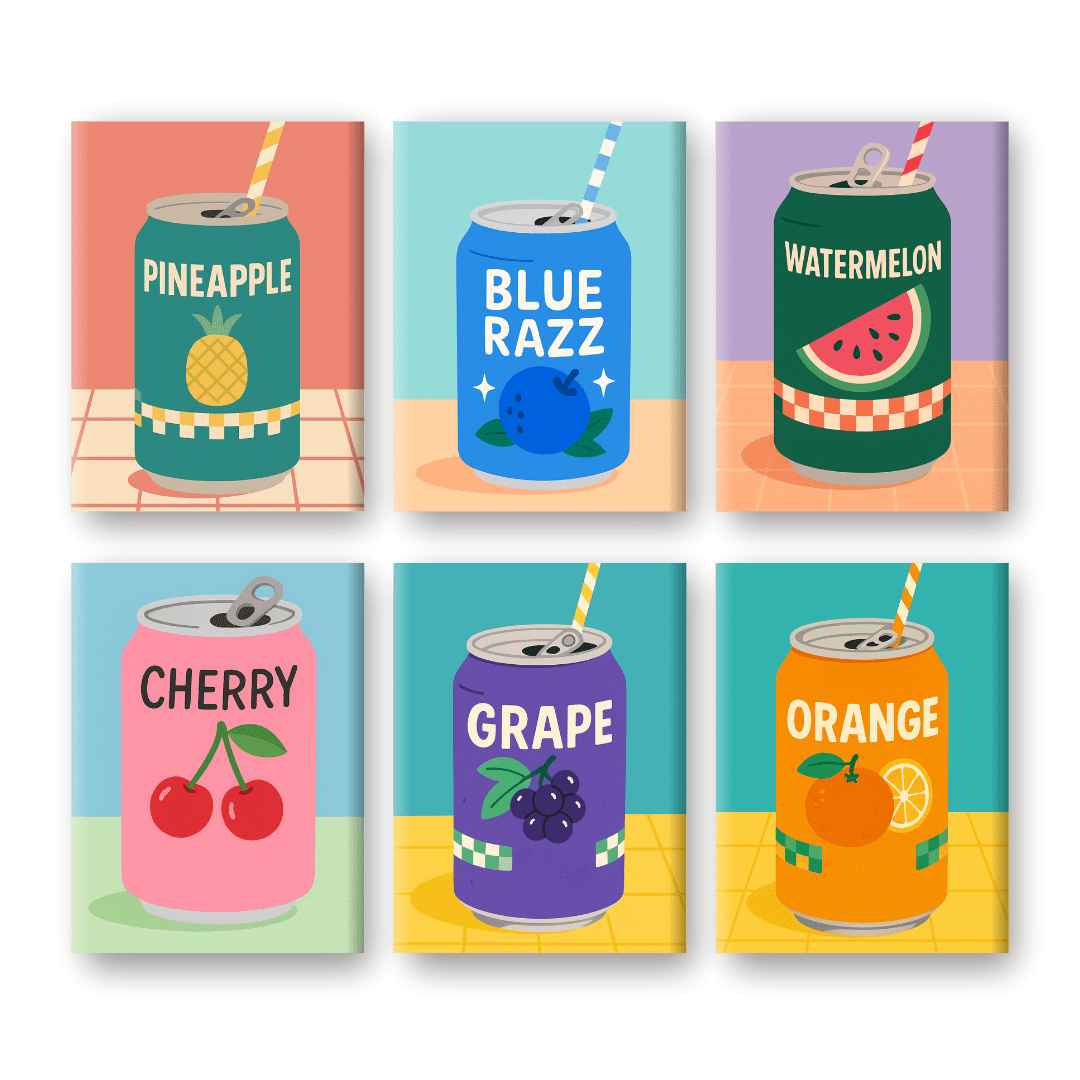 6 Mini Paintings - Fruity Soda Set