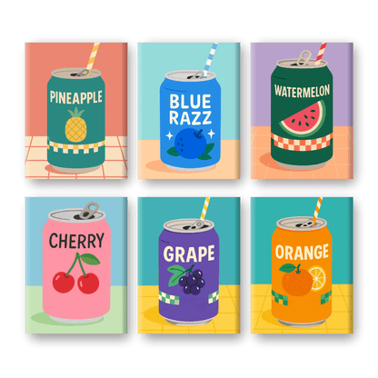 6 Mini Paintings - Fruity Soda Set