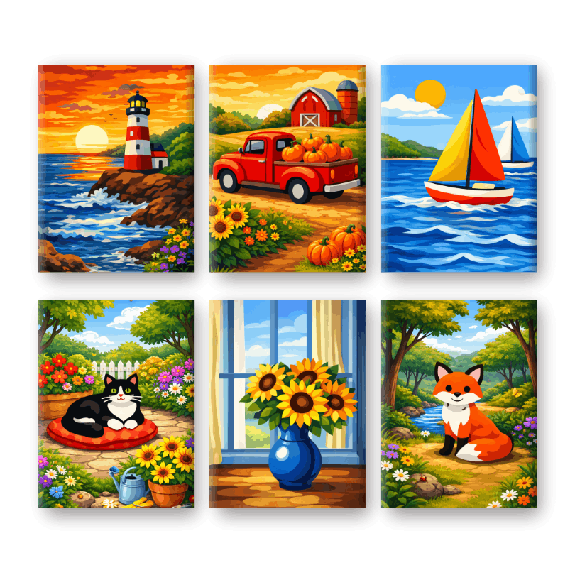 6 Mini Paintings - Gorgeus Landscapes Set