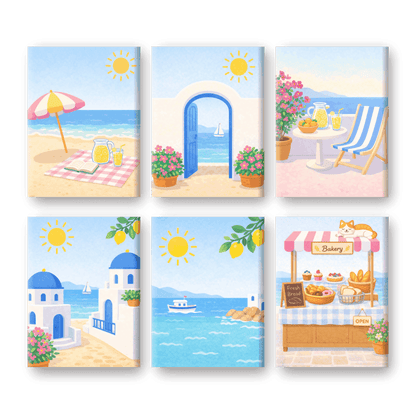 6 Mini Paintings - Greek Island Set