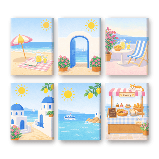6 Mini Paintings - Greek Island Set