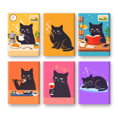 6 Mini Paintings - Grumpy Cat Set