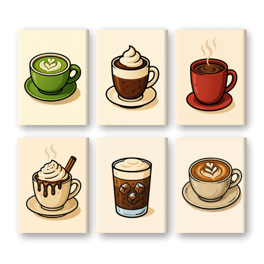 6 Mini Paintings - Hot Chocolate & Coffee Set