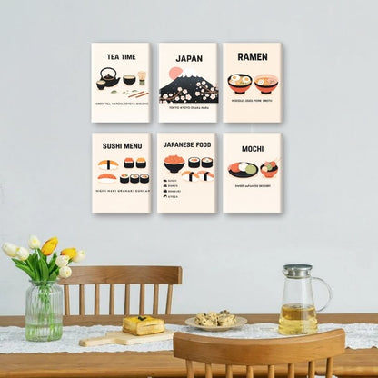 6 Mini Paintings - Japanese Dinner Set