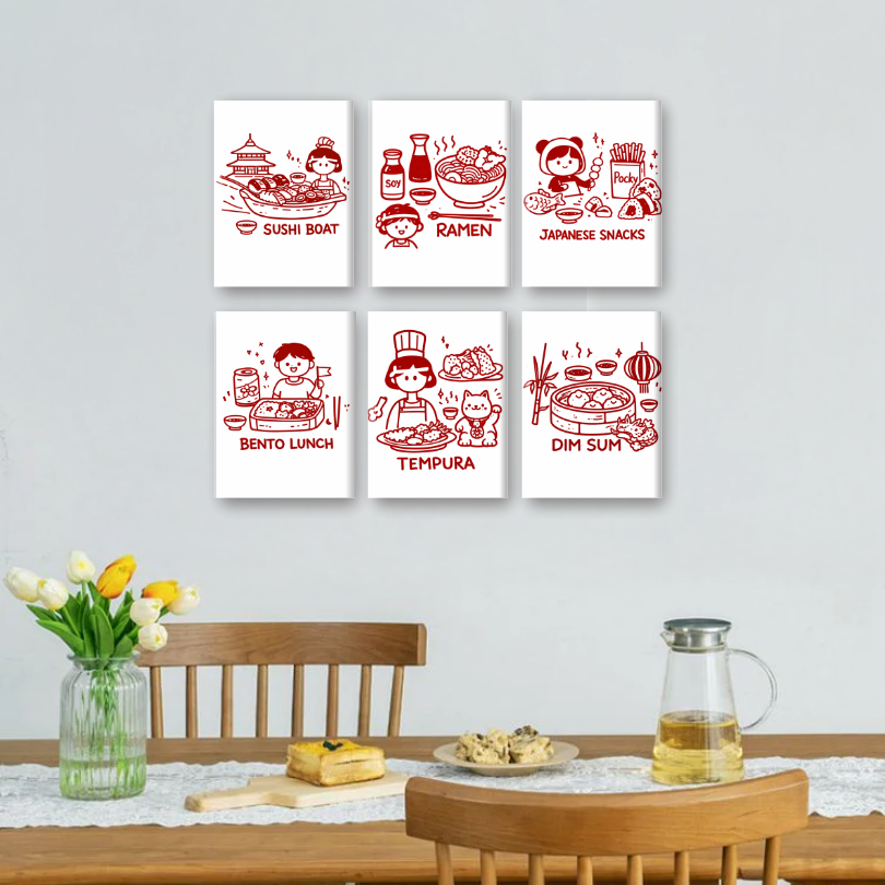 6 Mini Paintings - Kawaii Food Set
